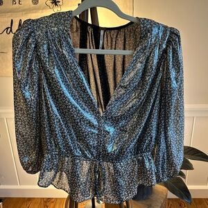 Free People Metallic Floral Blouse